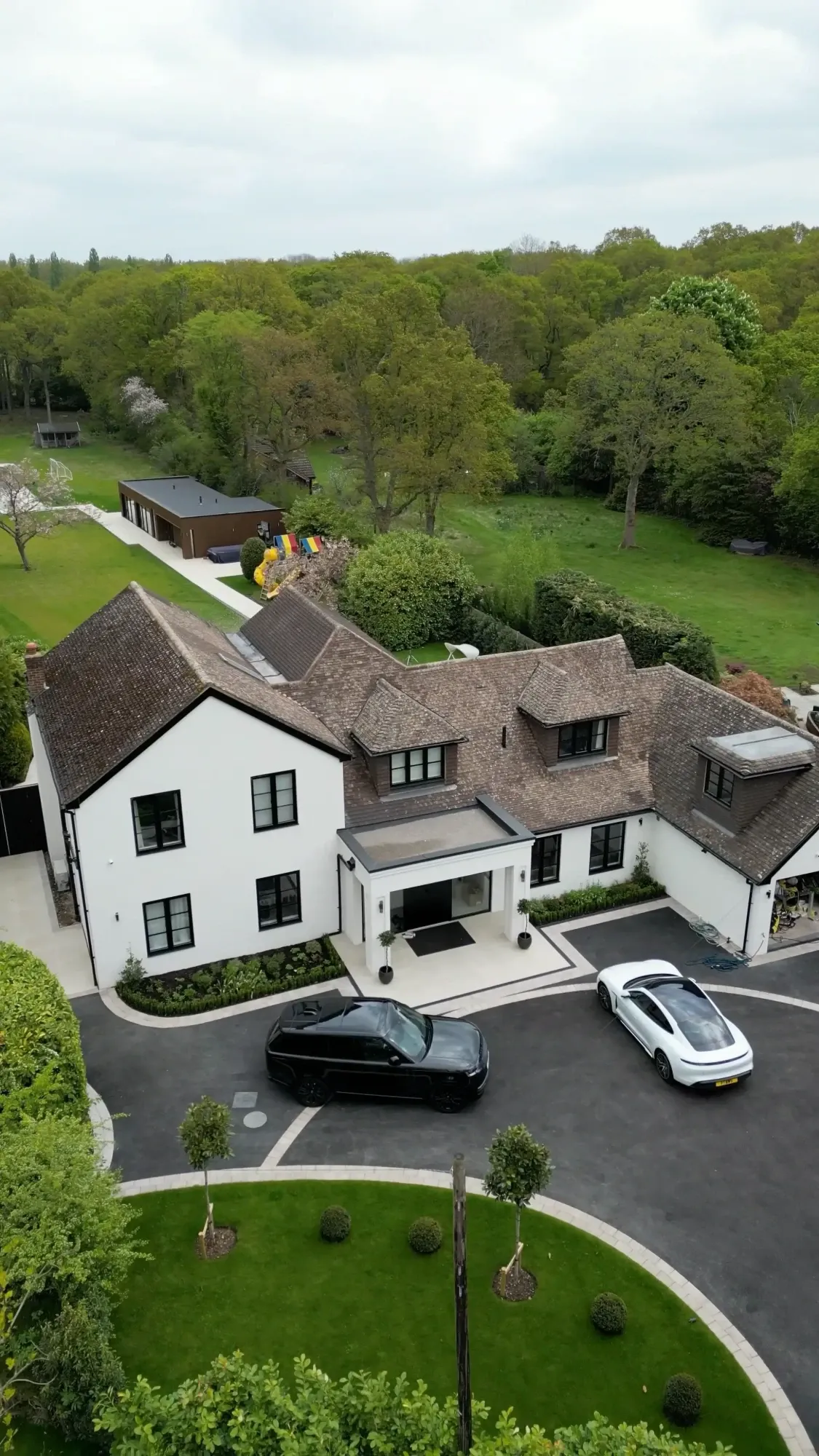 Aerial view of a completed whole-house renovation in Surrey